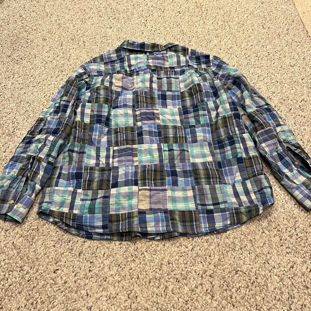 LL Bean Madras Patchwork Convertible Button Down Shirt XL Preppy Plaid Classic - Picture 6 of 6